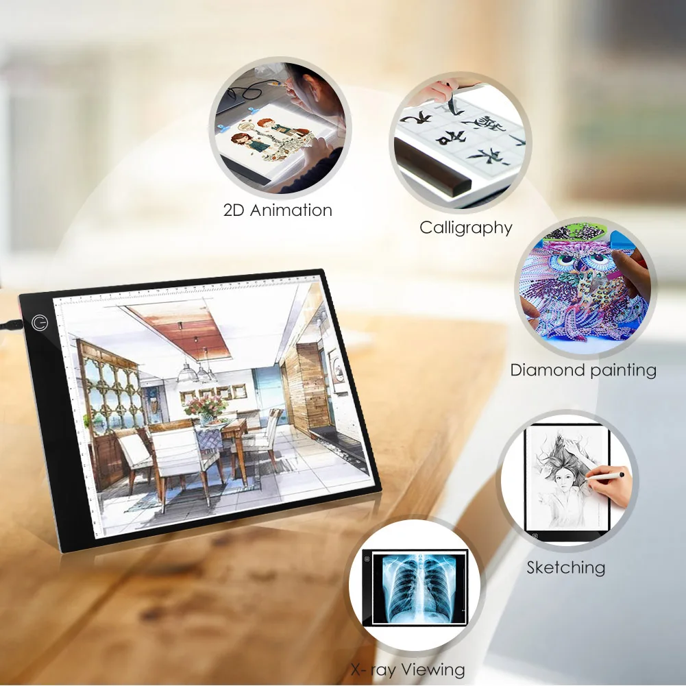 A4 Digital Graphics Tablet LED Drawing Board Light Box Tracing Copy Pad - Image 5