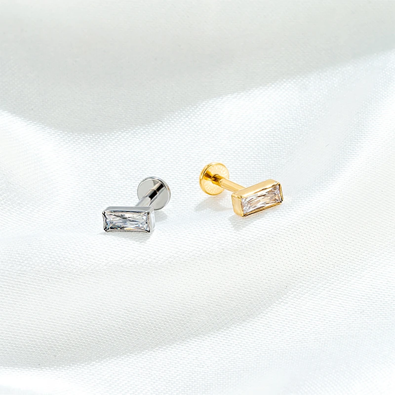 

G23 Titanium Labret Piercing Internally Thread Animal model CZ Stone Lip Rings Helix Tragus Stud Earrings Lobe Body Jewelry 16G