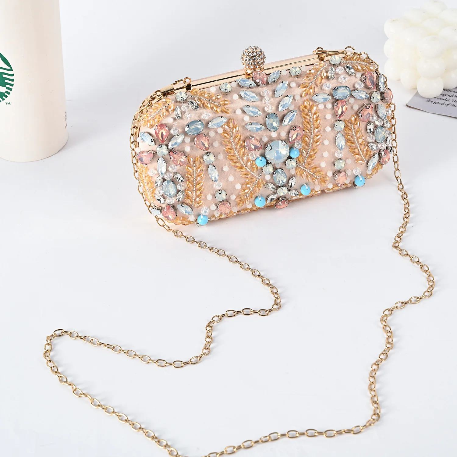 New Women Diamond Flowers Evening Clutch Bags Wedding Dinner Wallets With Chain Party Banquet Purse Drop Shipping