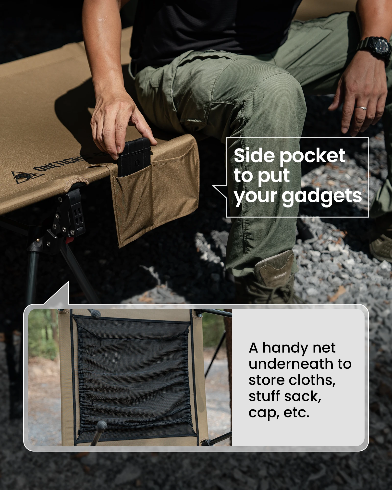 Description Picture 4 of itemOneTigris Supranubis Camping Cot Portable Easy-to-Assemble Folding Outdoor Bed Mat Sleeping Camp Cots for Adults