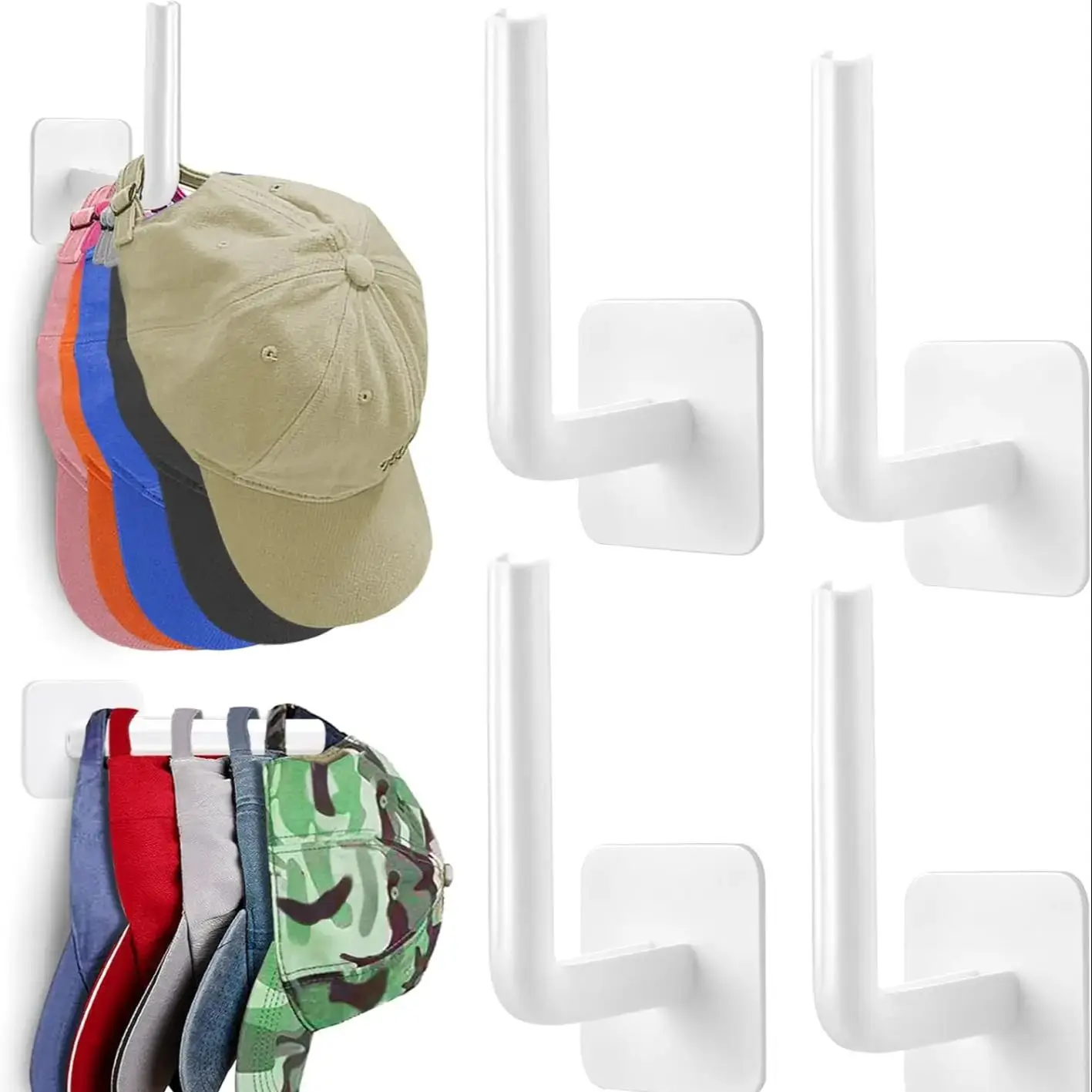 Hat Hook L-Shape Scalable Punch-Free Hook for Coats Hats Towels Clothes Kitchen Rack Roll Bathroom 1PC