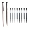 Metal Gel Pen Stainless Steel Push style Gel Pens 0.5mm Blue Black Ink Student School Stationery Supplies Silver Pen 1