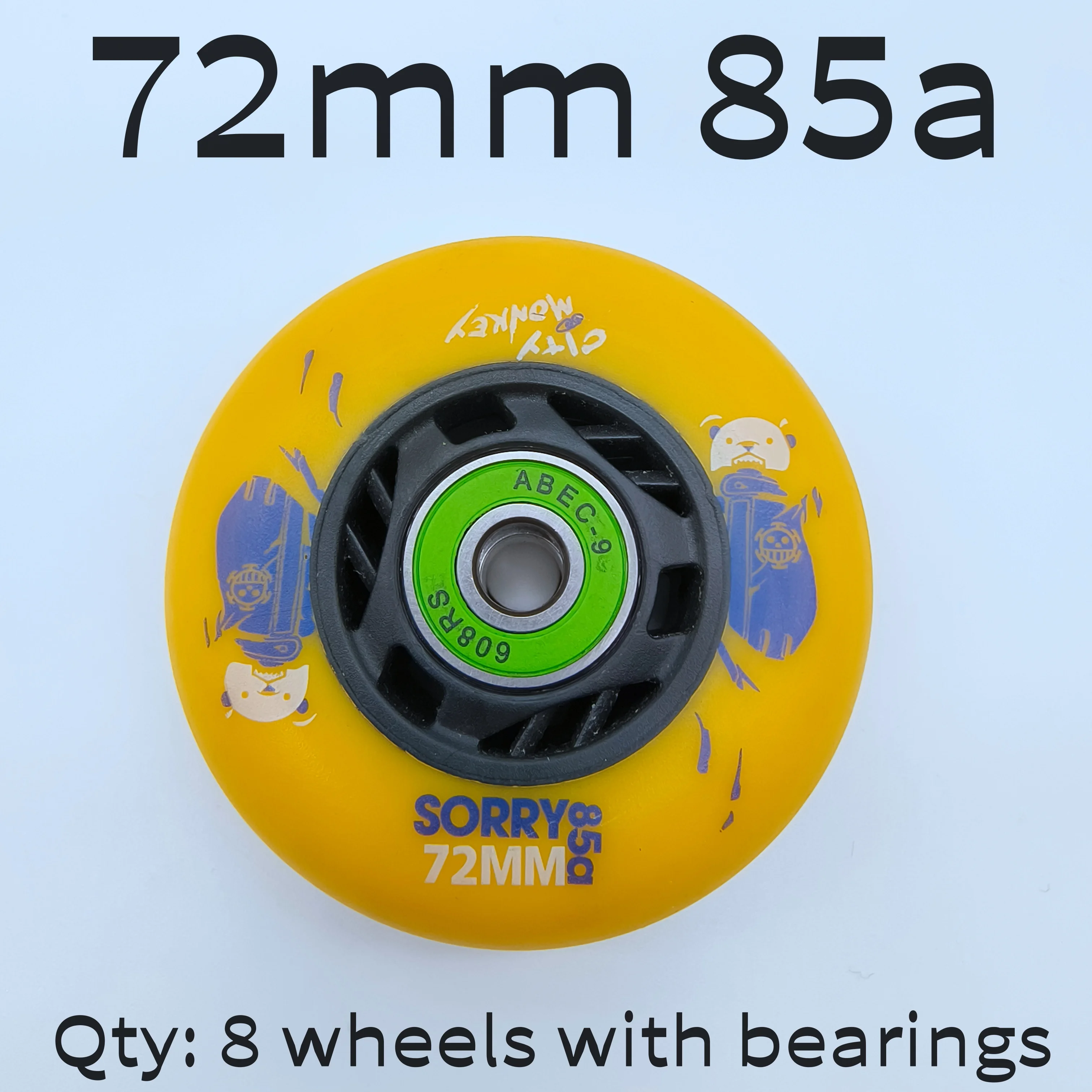 Inline skate wheel roller wheel 72mm 76mm 80mm including bearings 8wheels/lot