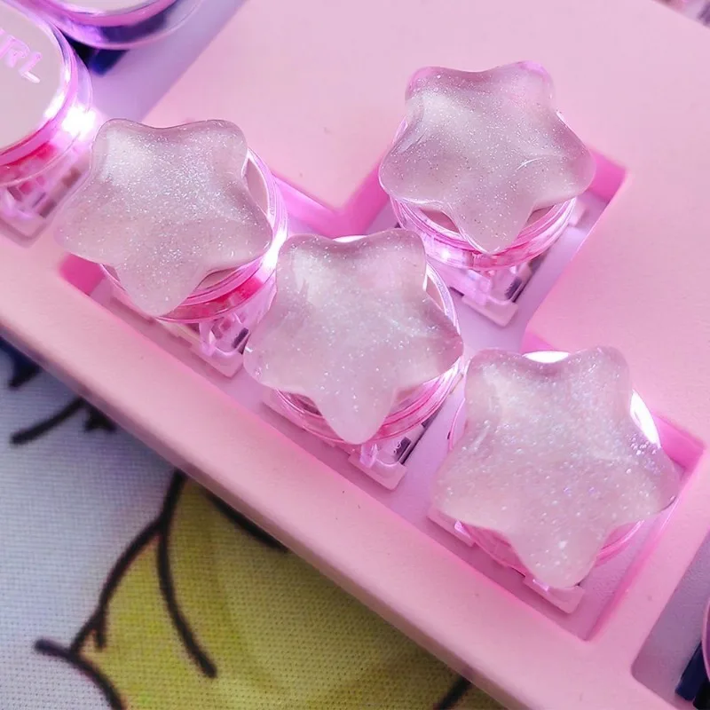 Set of 4 Translucent Star Keycaps - Cute Personalized Gift