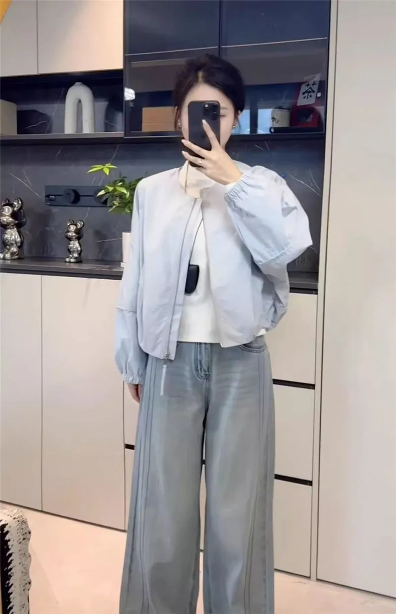Korean Version Simple Women's Round Neck Solid Color Short Coat 2026 Spring New Female Casual Loose Jacket Joker Little Overwear 85 Sa8ced64635484b25a88ed6207de504321