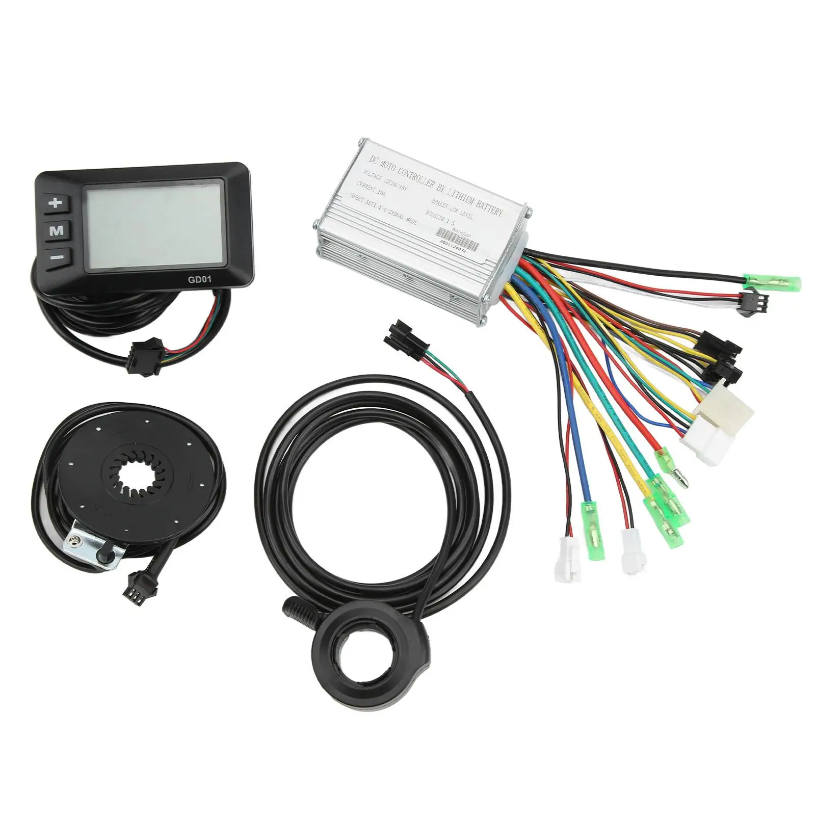 전기 자전거 변환 키트, LCD-GD01 패널 및 썸 스로틀 메탈 하우징 포함, 350W 모터용