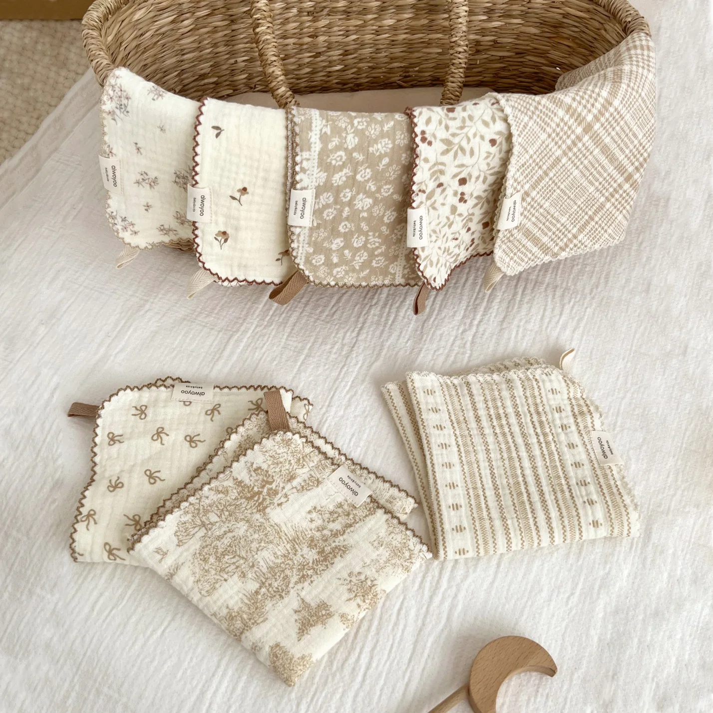Asciugamano per il viso coreano per pulire il viso Asciugamani per saliva quadrati floreali in morbido cotone Fazzoletto per neonati per bambini Panno per il viso per neonati - immagine 3
