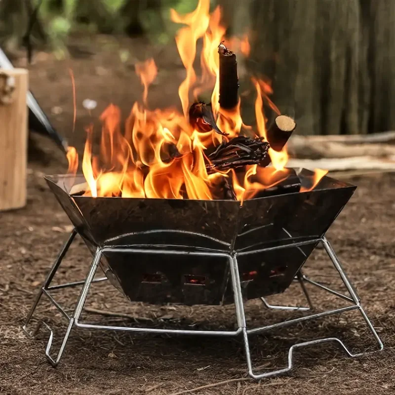 Klappbarer Edelstahl-Grill für den Außenbereich, Campingkocher, Feuerstelle, rostfrei, leicht, tragbarer Kochherd für Picknick und Camping – Detail 19