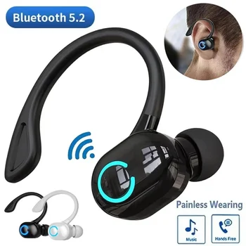 Cuffie wireless con gancio per l'orecchio per iPhone Xiaomi, telefono Android, stereo HiFi, impermeabili, vivavoce con microfono, cuffie Bluetooth.