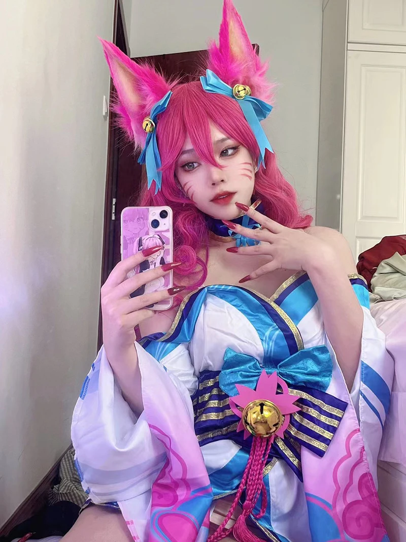 Em promoção! Jogo Lol Espírito De Flor De Ahri Cosplay Kda Apertado Traje  Sexy Meninas Anime Vestir Macacões Festa De Halloween Ternos