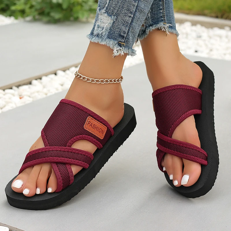 Fashion Clip Toe Sandals Solid Color Fish Mouth Comfort Casual Peep Toe Slippers Slip On Holiday Vacation Outdoors Beach Shoes — view 3