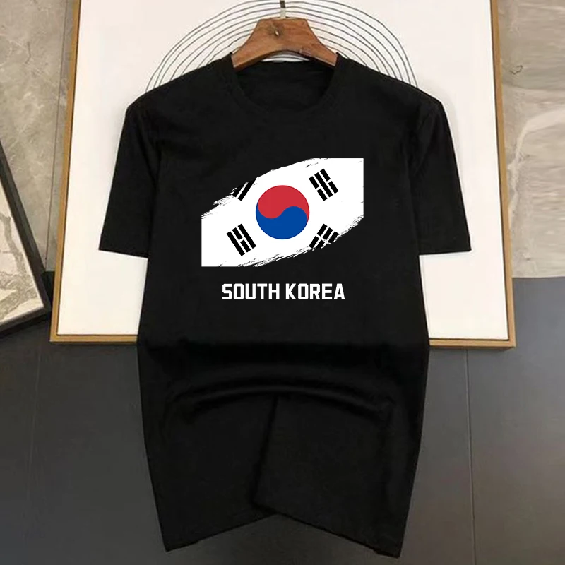Magliette da uomo in 100% cotone I Love Korea Stampate Street Retro Manica corta Hip Hop Tops Maglietta oversize Uomo Larga_voghion.com