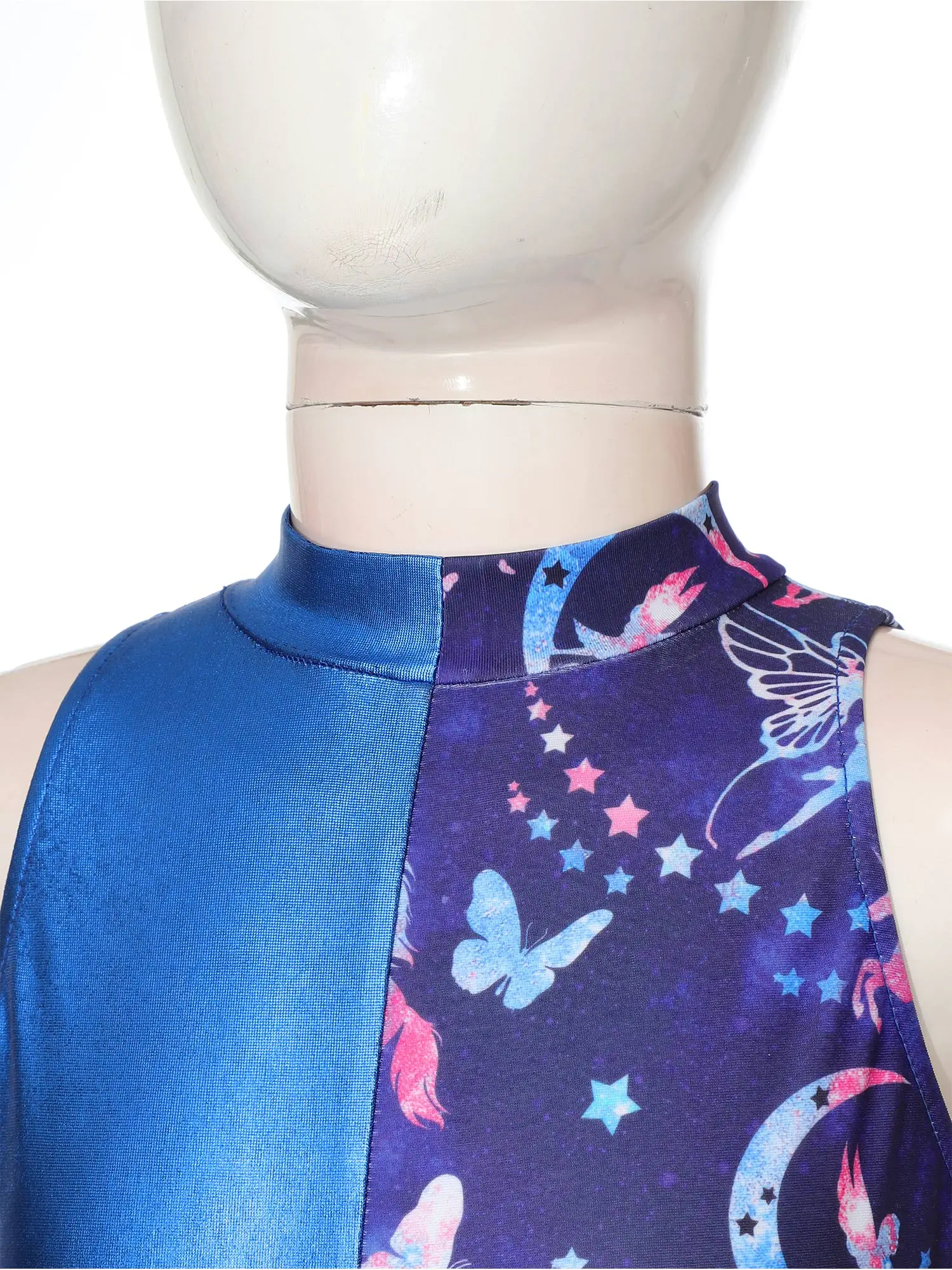 Kinder Mädchen Ballett Tanz Trikot Eiskunstlauf Gymnastik Yoga Overall ärmellose Print Tank Unita rds Performance Dance wear – Detail 9