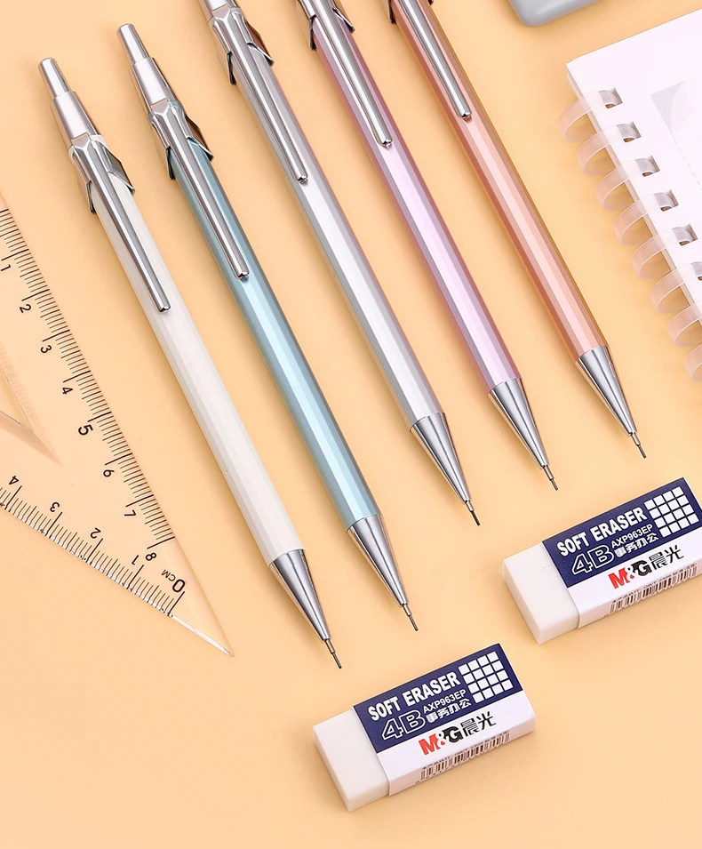 M&G Metal Mechanical Pencil 0.5mm/0.7mm Lead Refill Student Writing Stationery Automatic Pencils Office School Supplies 6