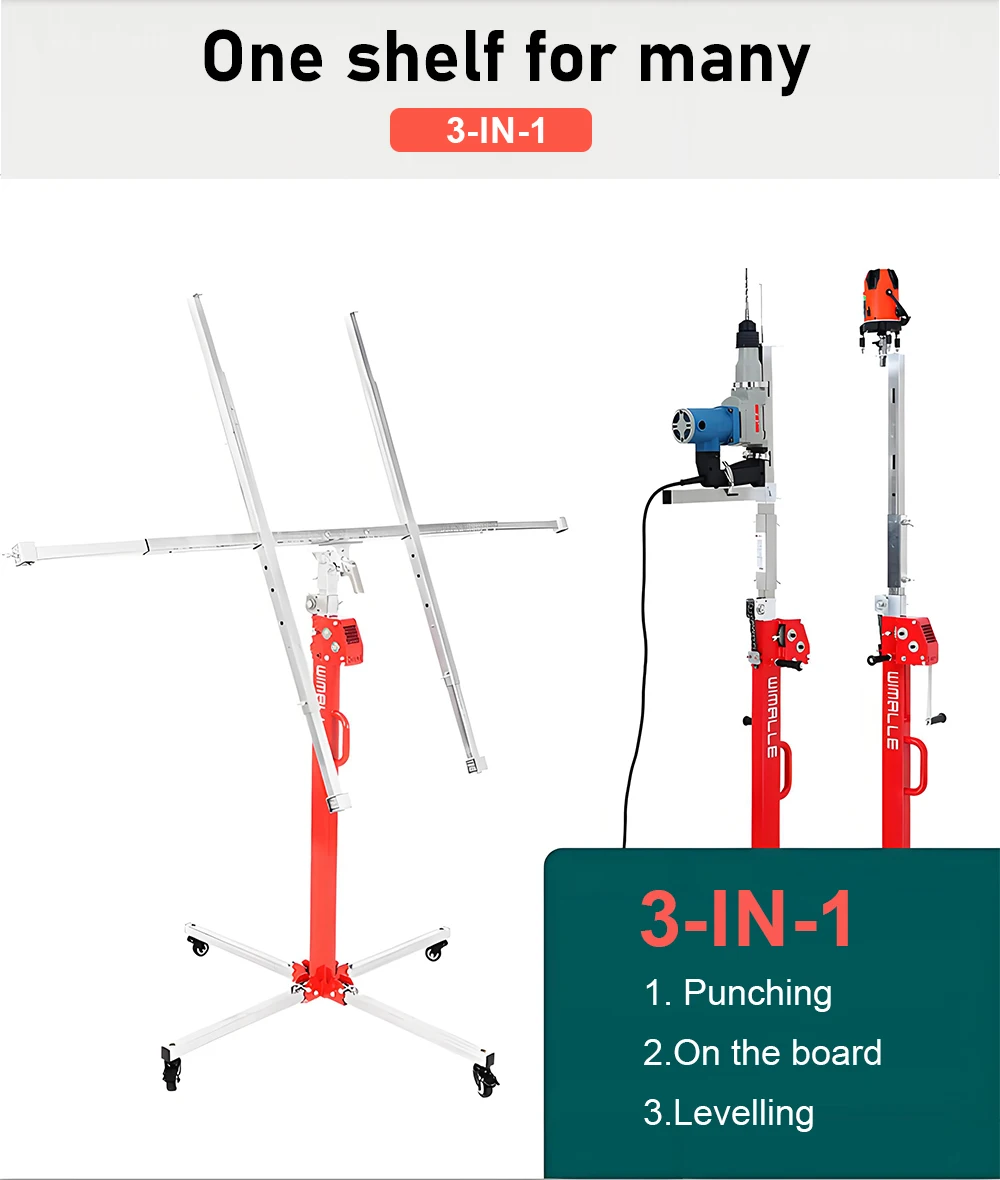 Hand-cranked Gypsum Board Lifter Lifting Mobile Stand Holder Small Ceiling Hole