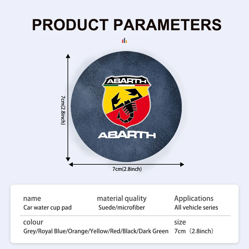 Car Suede Coaster Anti-Slip Water Cup Pad Bottle Holder Mat For Abarth Freemont Strada 500x Grande Punto Ducato Stilo Palio cup holder coasters car coaster pads