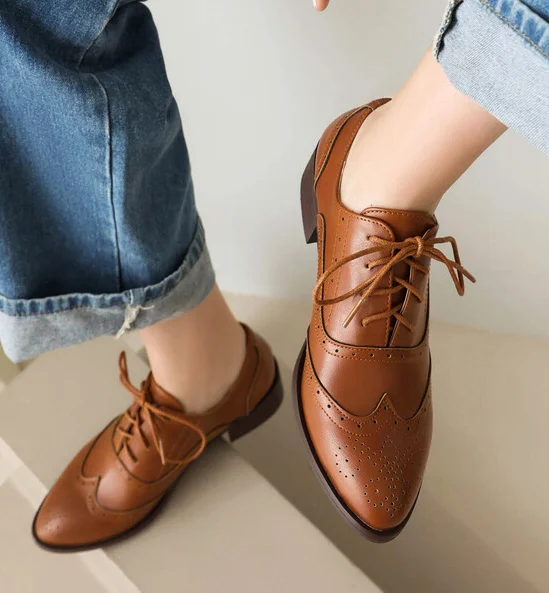 Women's Brown Oxford Shoes Emily Dark Brown Leather Brogue Oxford For  Women