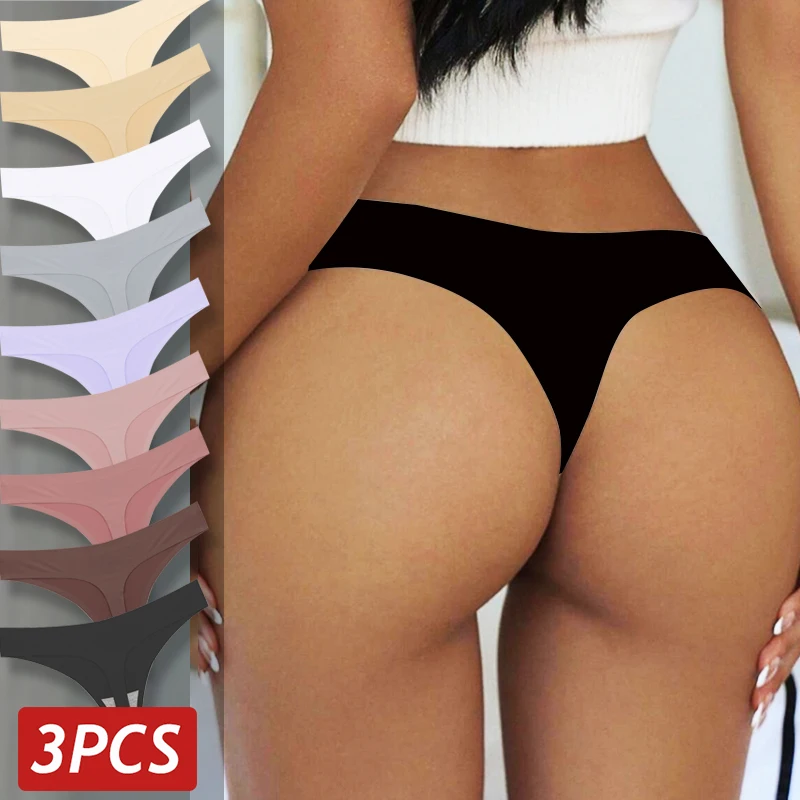 

Seamless Thong For Women Maillard Color Sexy G-String Thong Female Multi Color Ice Silk No Trace Underwear High Cut Soft Panties