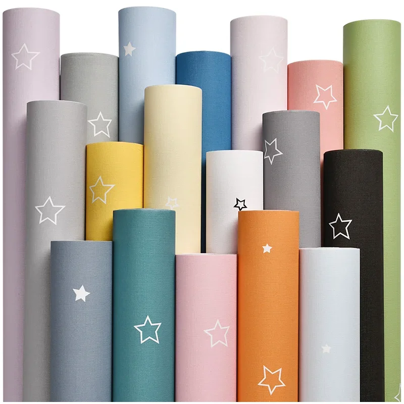 Baby Boy Girl Colorful Star Wallpaper Childs Bedroom Decor Self Adhesive PVC Furniture Wallpapers Kids Mural Cartoon Stars обои 1 panel star curtains stars blackout curtains colorful double layer star window curtains