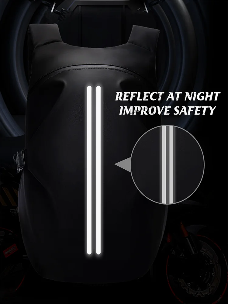 Men's Motorcycle Backpack, Waterproof Helmet Backpack for Men, Travel Backpack Reflective Stripe Hiking Expand Outdoor Backpack