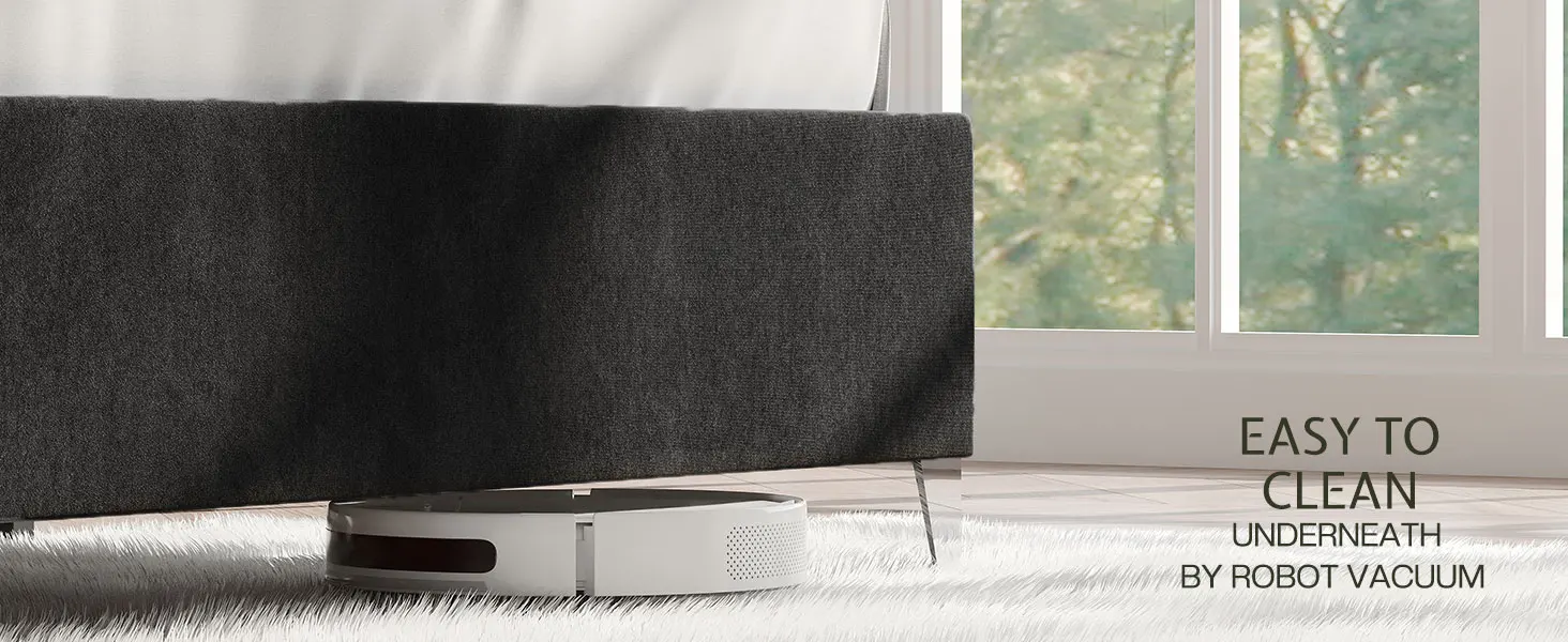 Description Picture 4 of itemKing Bed Frame with 58" Tall Headboard, with Silver Plating Trim, No Box Spring Needed, Velvet Upholstered Bed Frame