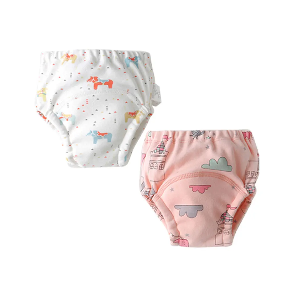 

2 Pieces/lot Baby Training Pants 6 Layers Baby Cloth Diaper Reusable Washable Cotton Elastic Waist Cloth Diapers 8-18KG Nappy