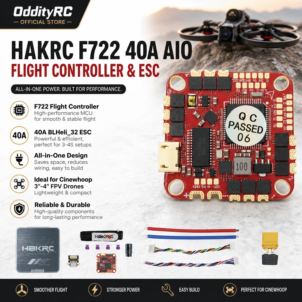 OddityRC HAKRC F722 40A AIO Flugcontroller ESC für Cinewhoop 3 4 Zoll FPV Drohne
