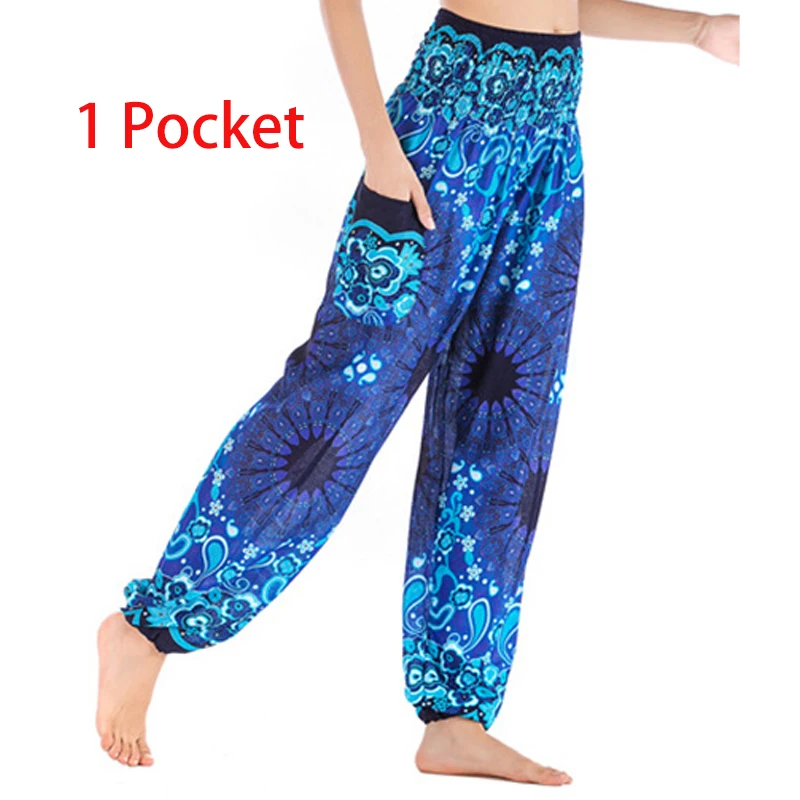 Women Hippie Pants Boho Loose Yoga Pants Rayon Pocket Female Beach Clothing Daily Harem Baggy Jogging Outdoor High Waist Printed sports pants,yoga pants,women wide leg pants,women harem pants