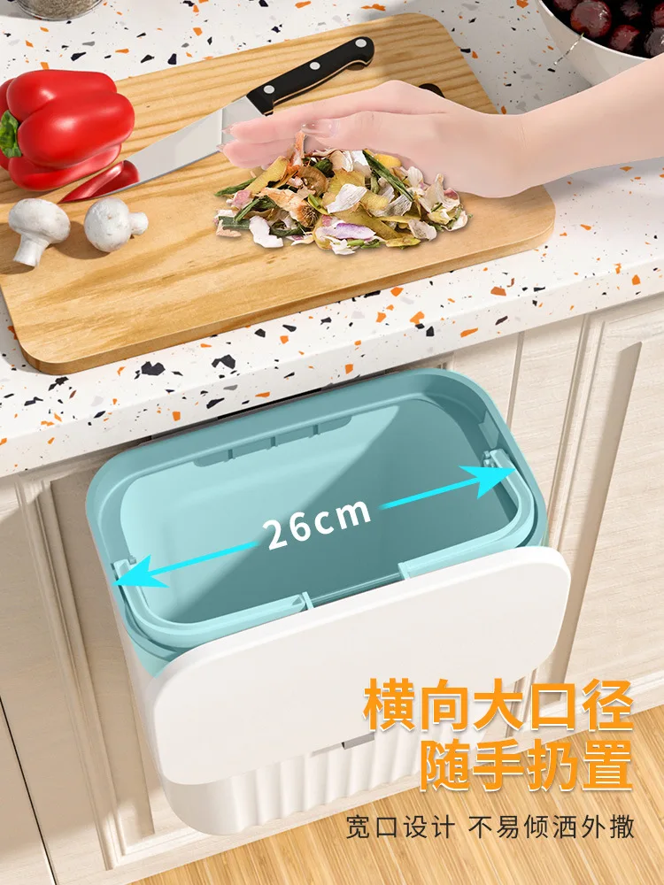 Kitchen Trash Can Wall mounted with Lid Trash Can Storage Bucket Household Door Hanging