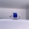 Genuine 18K White Gold Rings Female 2CT Rectangle Sapphire Diamond Wedding Rings For Women Beautiful Birthday Jewelry 4