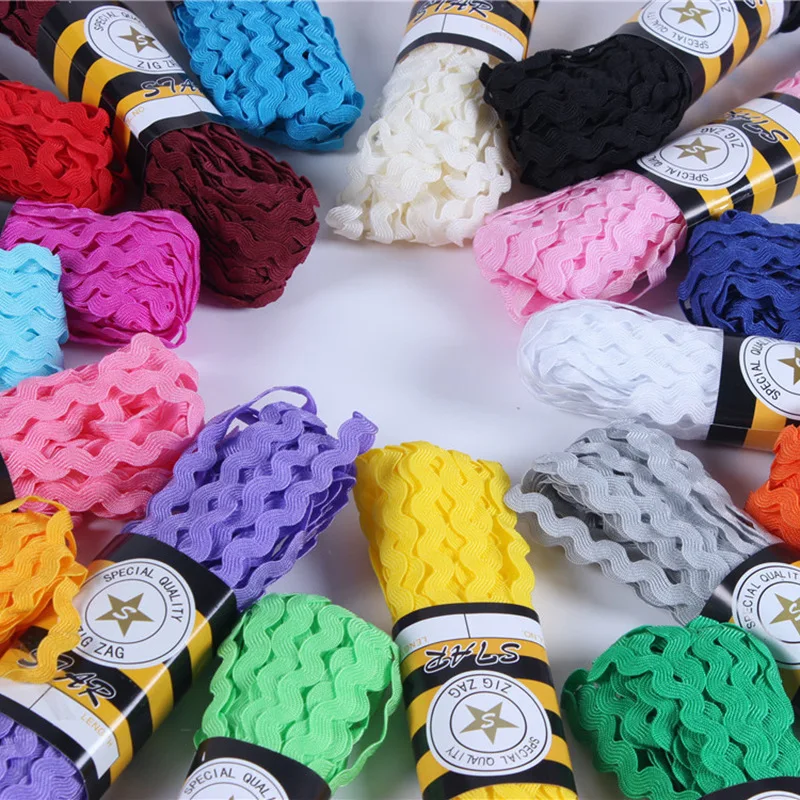 15yard 5mm Multi Colors Terylene Ribbon Lace Trimming Ribbon Wave Cords Threads for Patchwork Party Decor DIY Craft Supplies