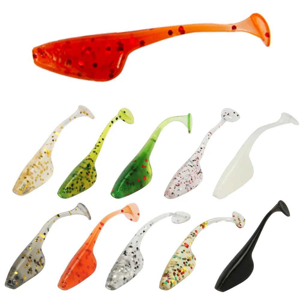 Leurres Souples Têtard - Lot De 10, Matériau TPE, Hameçon Intégré - Pour Truite, Bar, Pêche Eau Douce