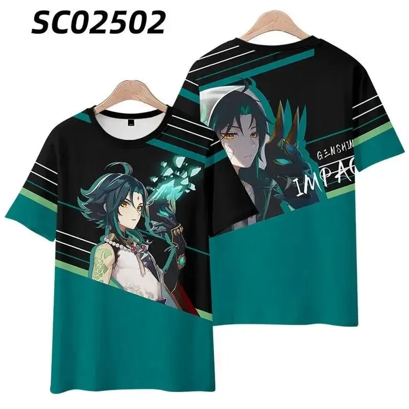 Genshin impact 3d printing oversized t shirt men women summer short sleeve funny tshirt aesthetic graphic tees xiao cosplay 2024