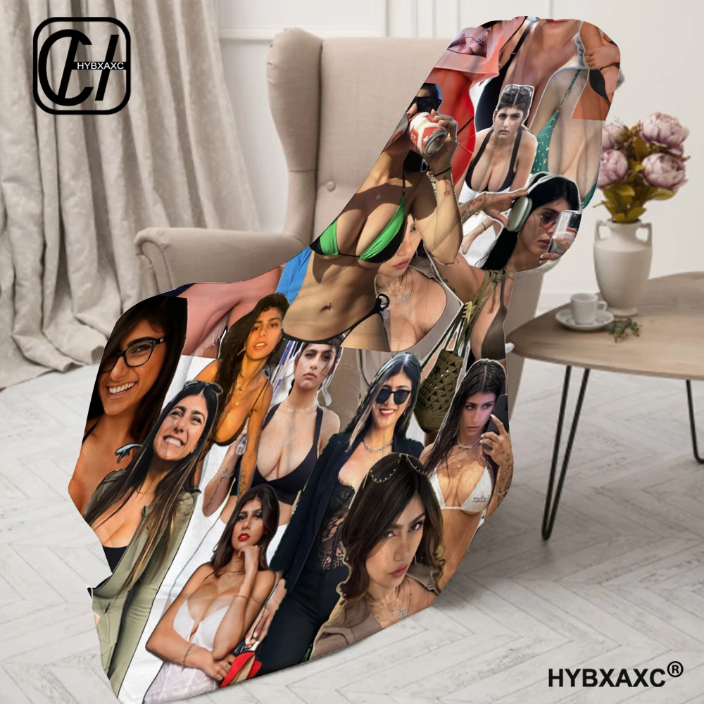 Mia Khalifa Blanket Aesthetic Art Flannel Blanket Portable Home Travel Camping Sofa Picnic Blue Flannel Blanket 4