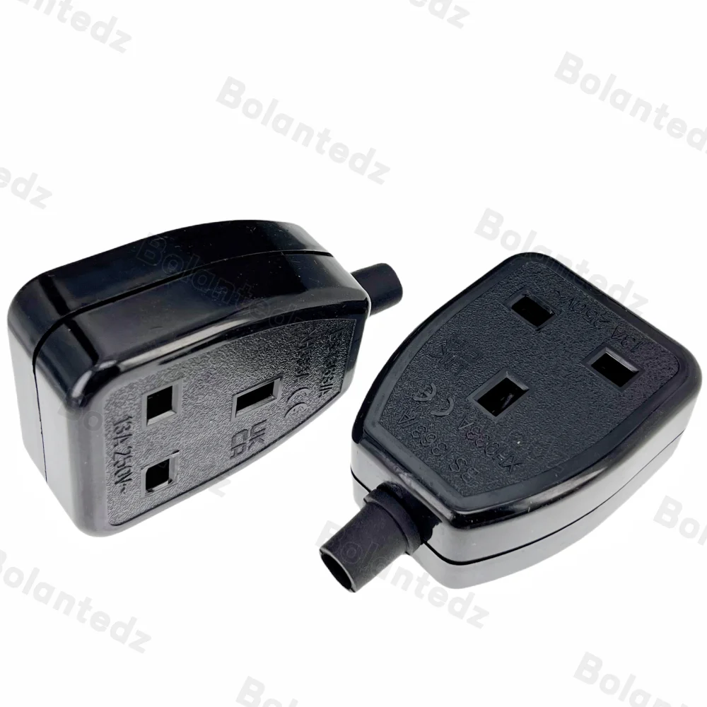 Plug Adapter Electrical Socket Power Cable Power Cord Power Socket Power Plug Connector 13A 250V UK British Standard Female Socket Power Adaptor Detachable Power Cord Cable Connector Socket White/Black