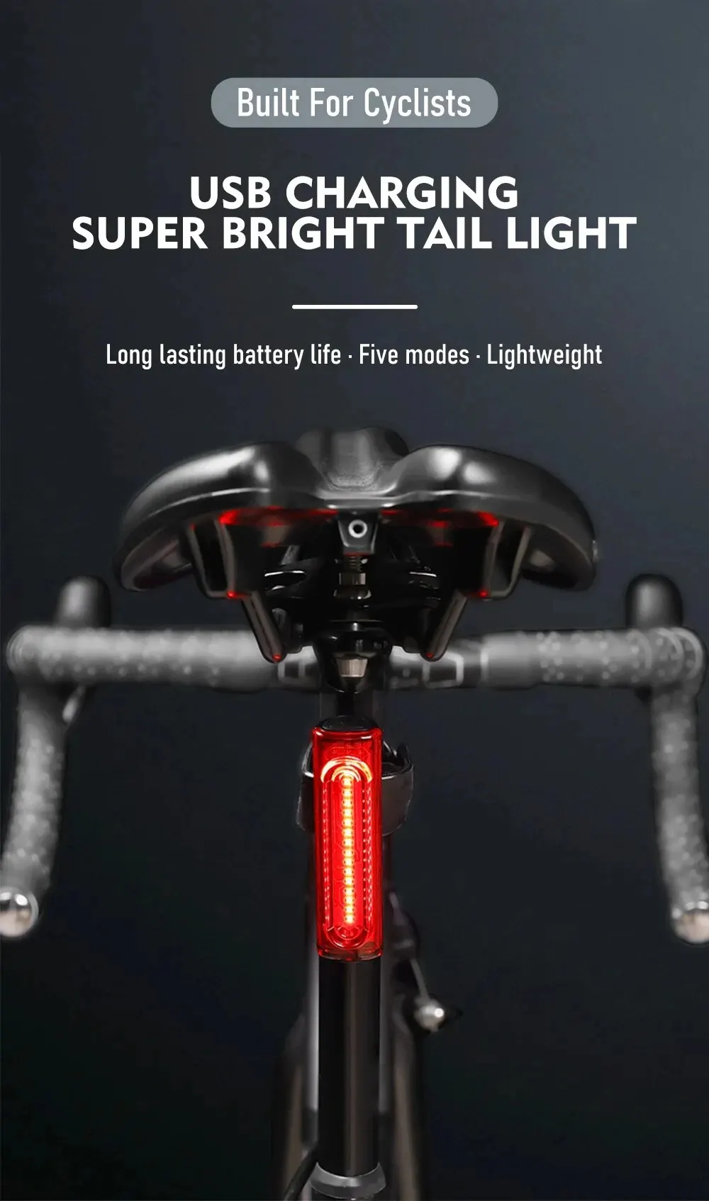 Description Picture 2 of itemThinkRider Bicycle Taillight Multi Lighting Modes Models USB Charge Led Bike Light Flash Tail Rear Lights for Road Mtb
