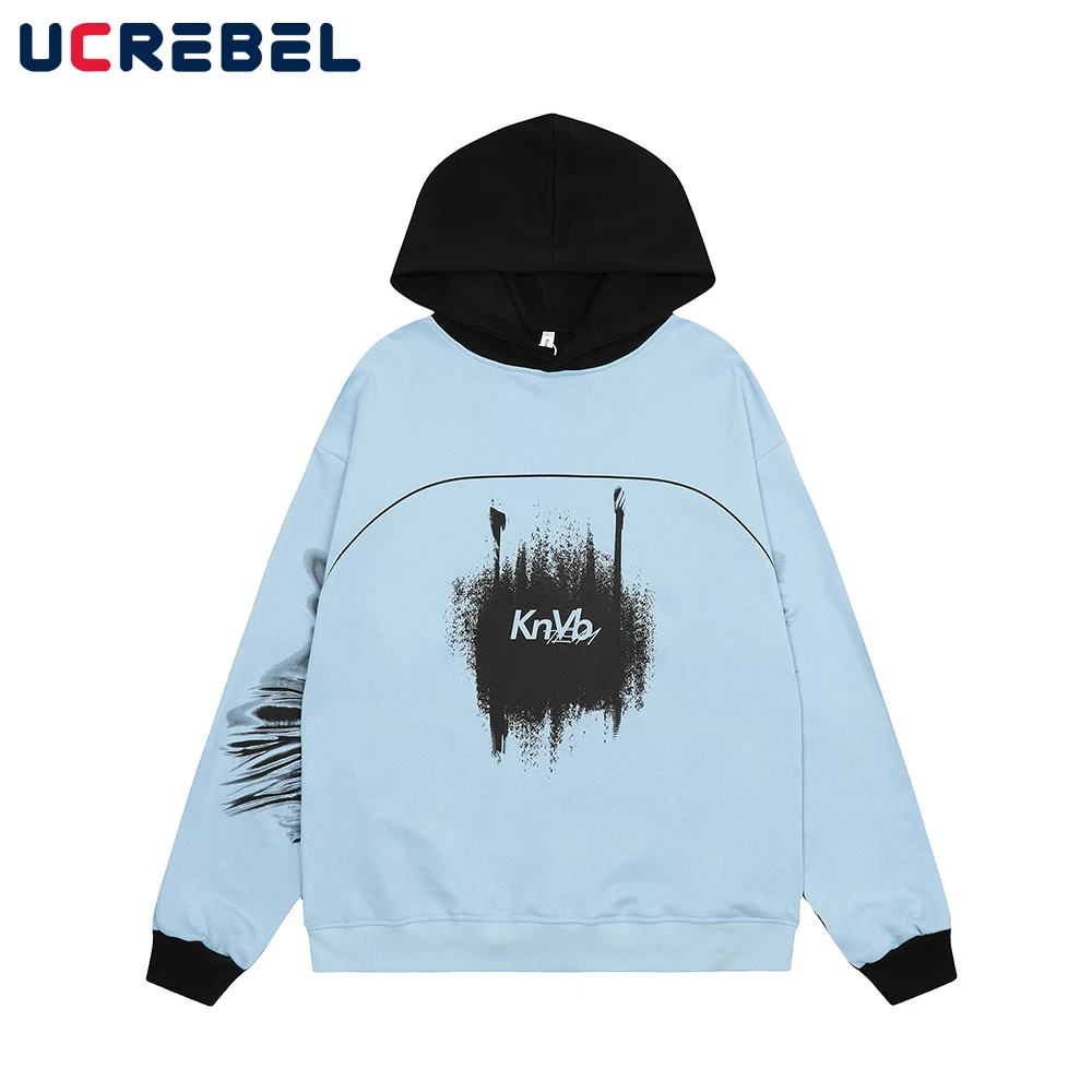 

Splash Ink Print Casual Sweatshirts Mens Autumn Loose Drop Shoulder Long Sleeve Streetwear Hoodies Men