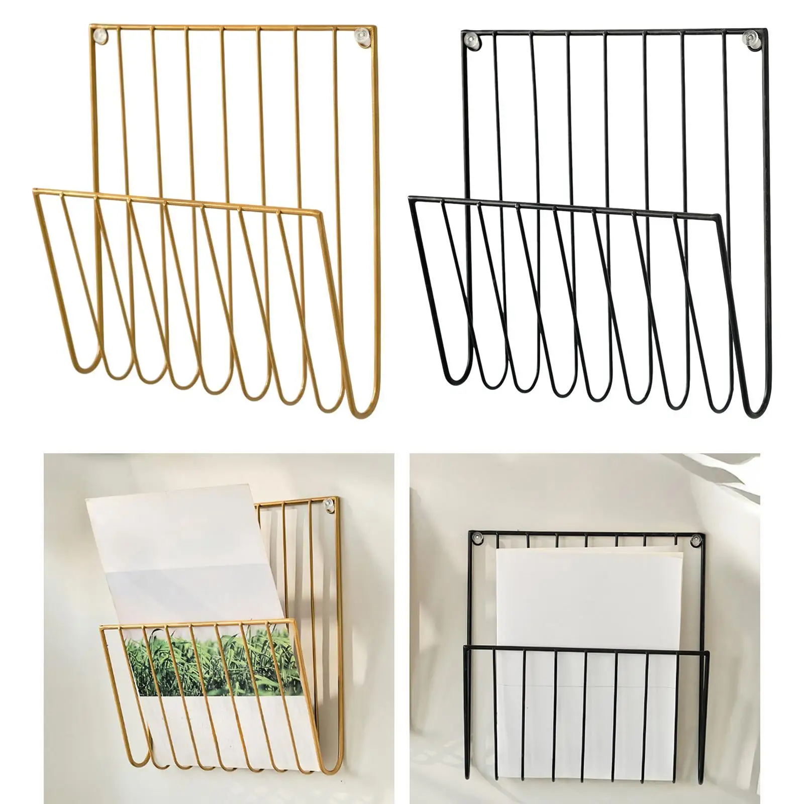 Magazine Rack Versatile Iron Decoration Office Home Hanging Wall File Holder Storage for Documents Books Magazines Papers files