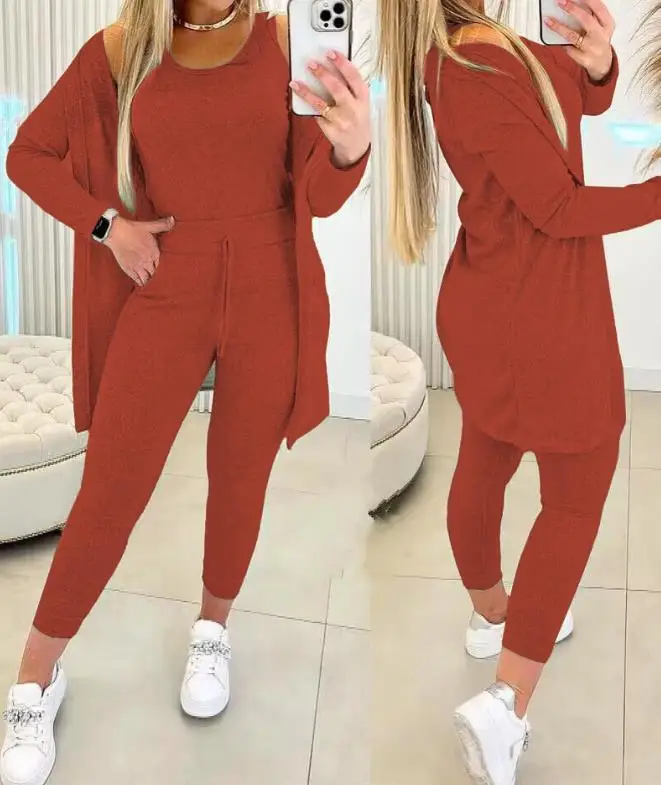 Women's Commuting Suits 2024 Spring/summer Latest Casual Round Neck Sleeveless Tank Top & Drawstring Daily Versatile Pants Set