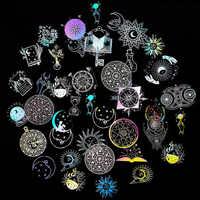 

Набор волшебных голографических наклеек с блестками, 90 шт., винтажные водонепроницаемые Декоративные наклейки для домашних животных, лазерная наклейка