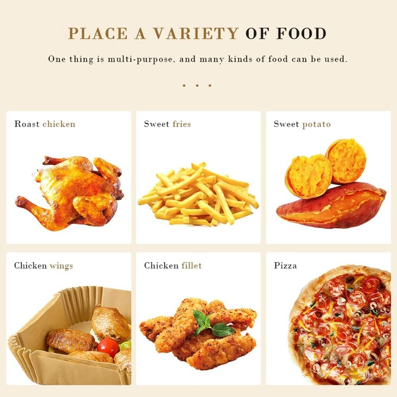 100Pcs Air Fryer Paper Liner, Non-Stick Disposable Air Fryer Liners, Square Paper, Parchment Paper For Baking