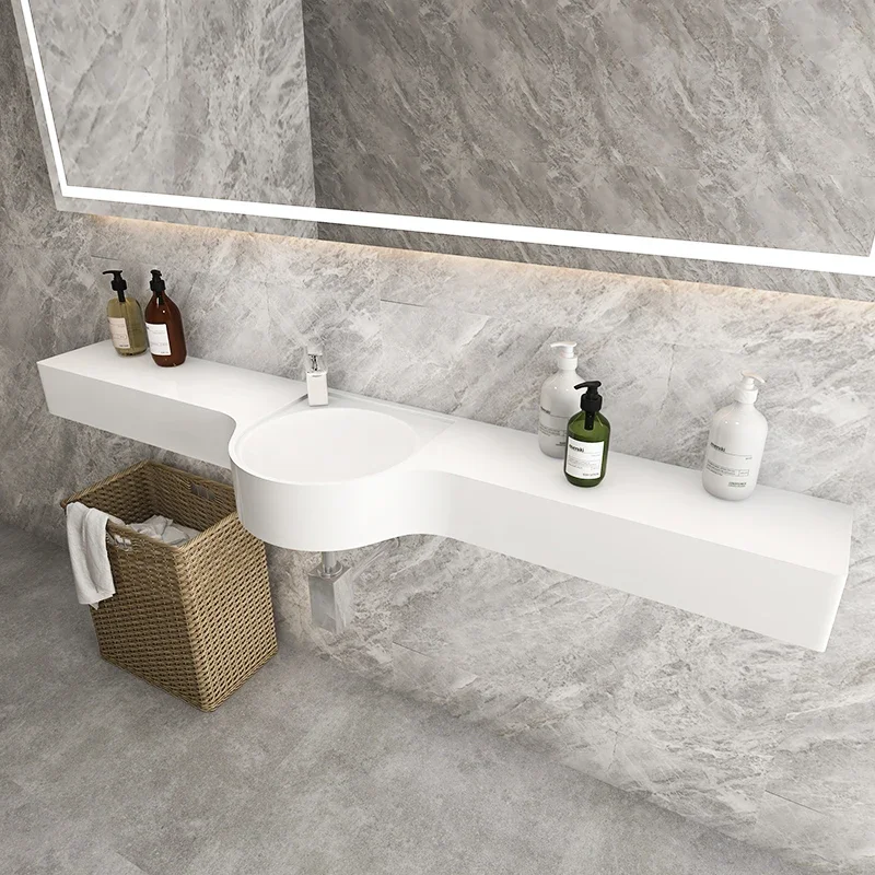 Integrated Art Wash Basin Super Narrow Wall Hanging Length Wash Basin with Table Top