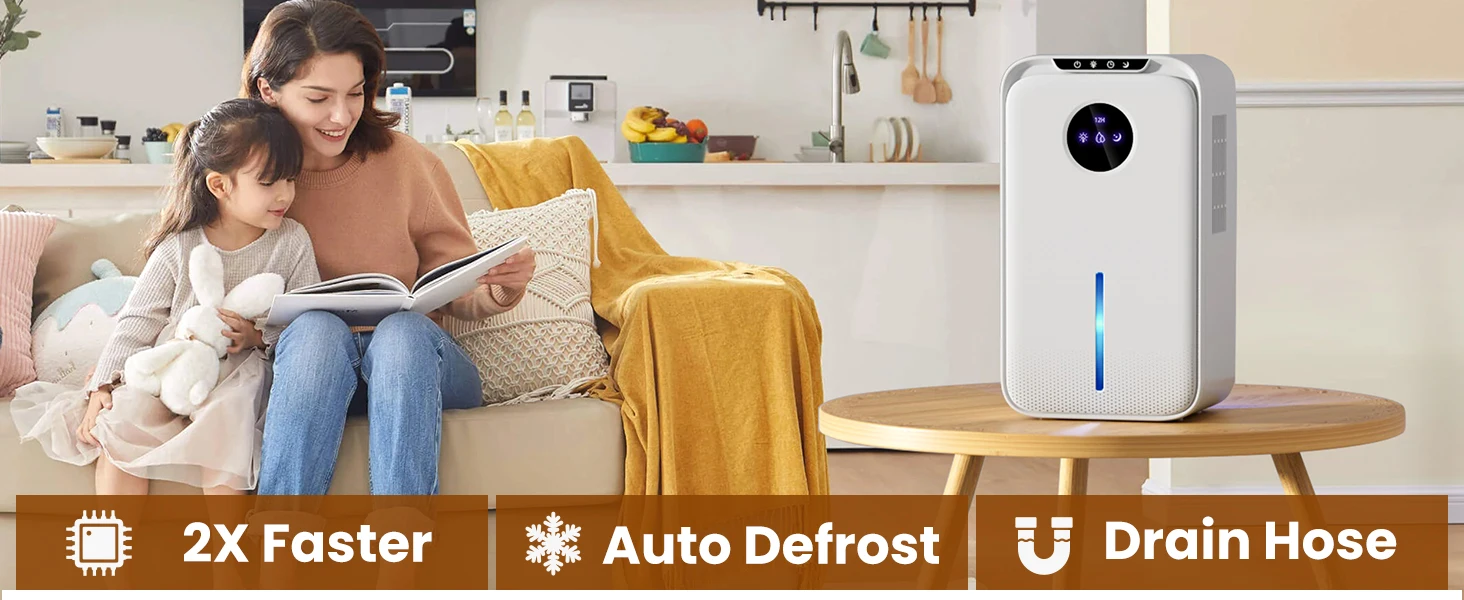 Description Picture 2 of itemDehumidifier, 86 oz Bedroom Dehumidifier with Drain Hose Silent Small Dehumidifier for Home Bathroom Basement Portable Mini Dehu