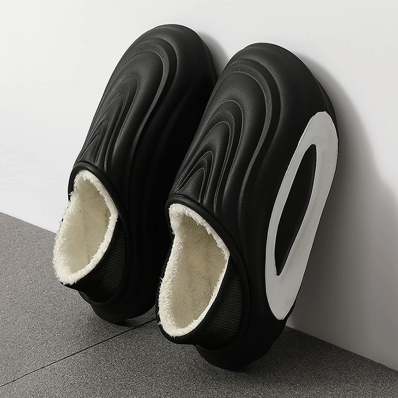 Outdoor Eva Waterproof Cotton Slippers Women 2025 Indoor Anti Slip Padded Plush Slides Woman Winter Warm Home Shoes Plus Size 45