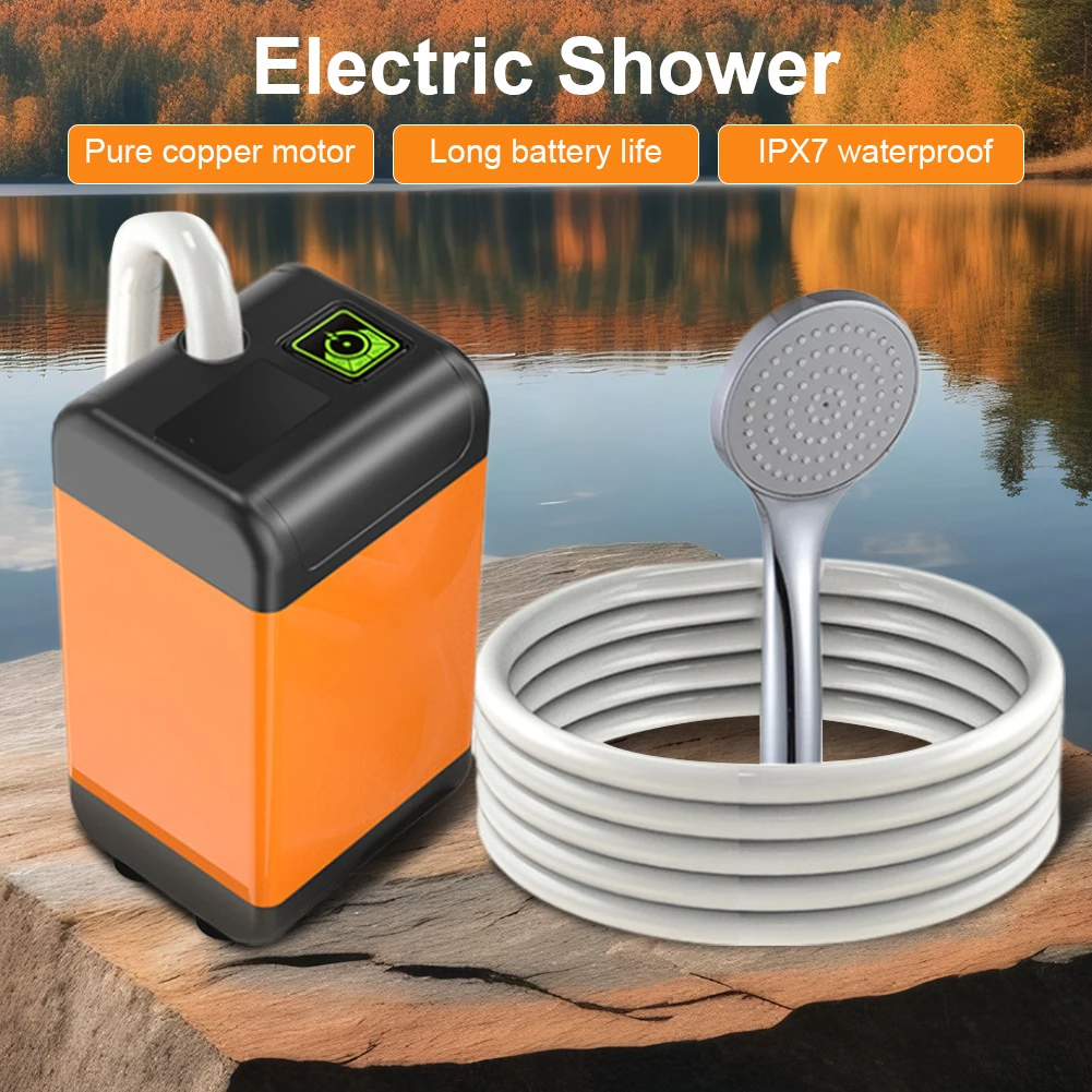 Portable Camping Shower Rechargeable Camp Shower Temperature Display Camp Pump IPX7 Waterproof for Travel Beach