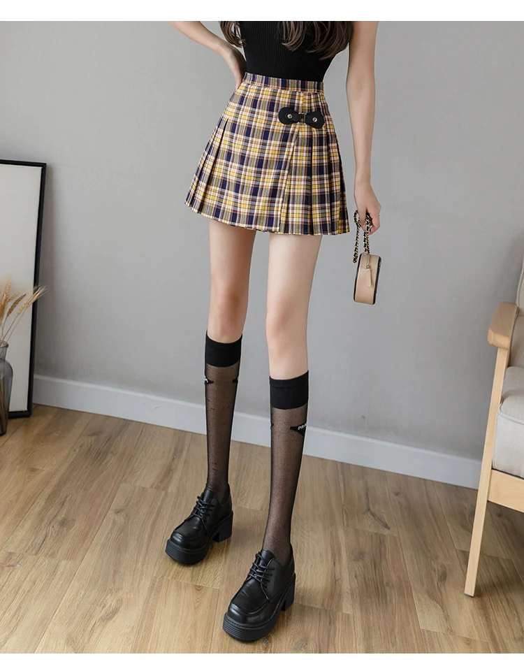 Plaid Women Skirt Preppy Style Zipper Summer Cute Japanese School Uniform Skirts High Waist Pleated Skirt Female Mini Faldas black tennis skirt