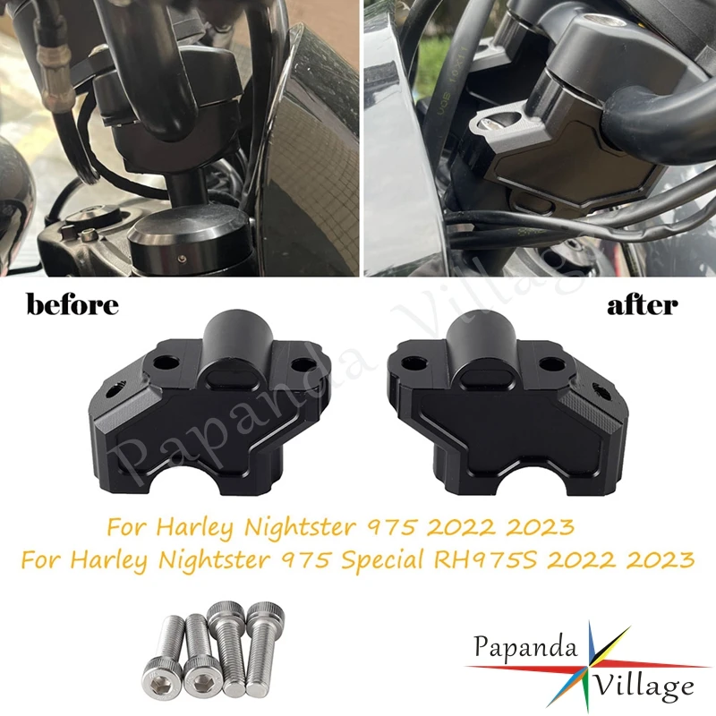 

Motorcycle CNC Handlebar Risers Mounting Standard Bar Riser Extend Adapter For Halrey Nightster 975 RH975 Special RH975S 22 23