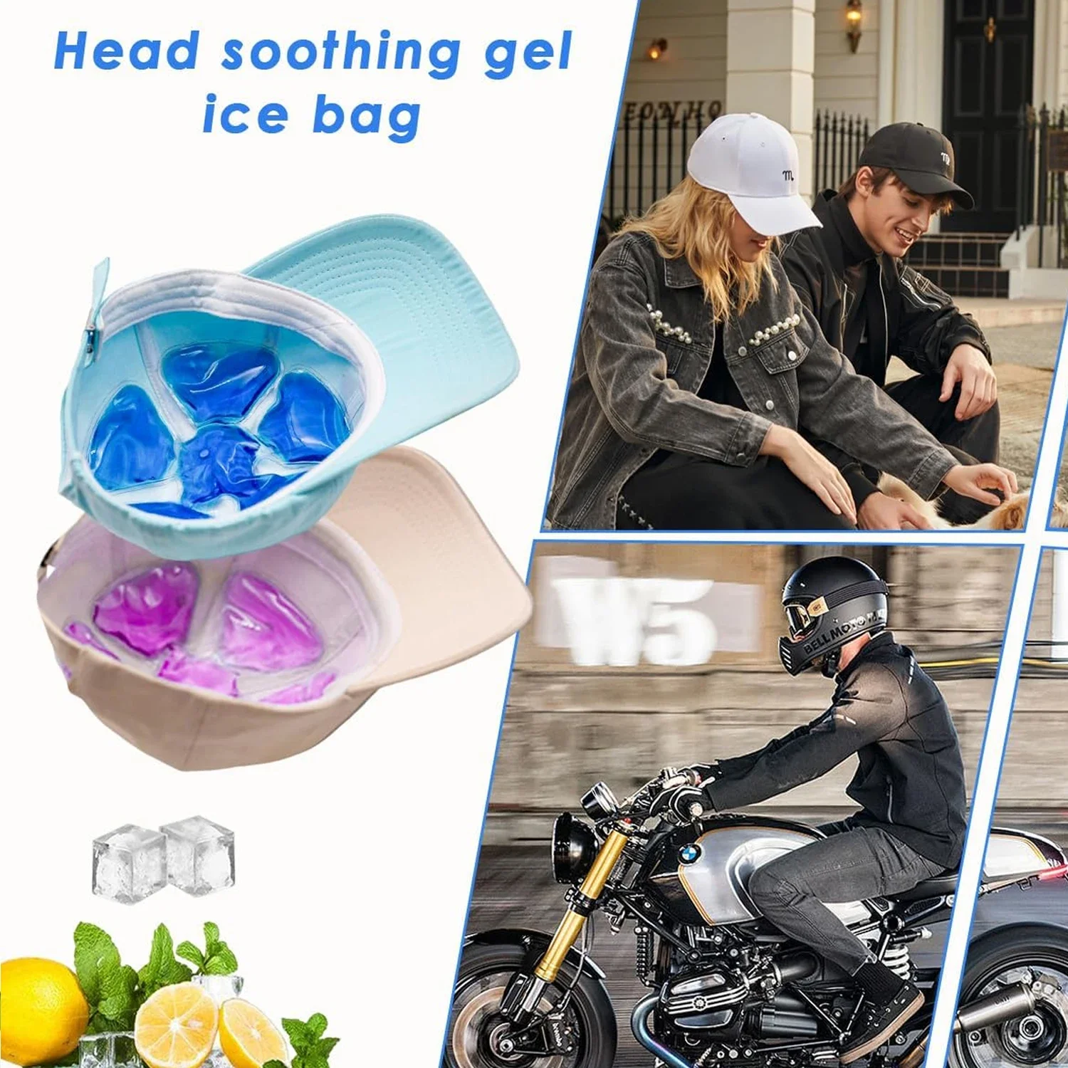 Ice Pack for Hard Hat Helmet Ice Packs Headache Cool Down Cold Pack Soothing Fever Migraine Gel Cooling Pack for Catcher Helmets