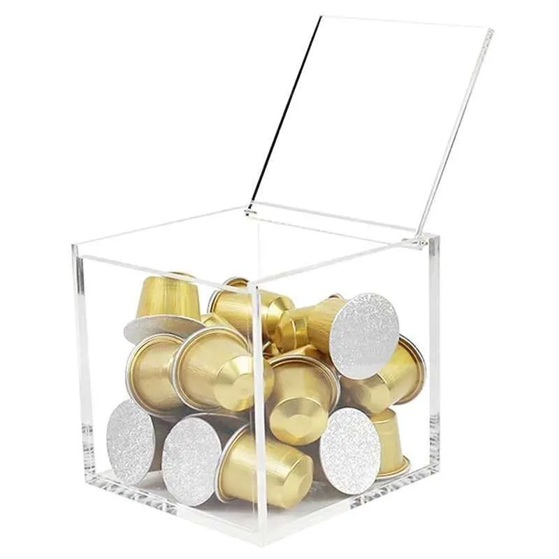 Practical Acrylic Capsule Coffee Storage Box Holder Transparent Dustproof Case with Lid coffee storage box
