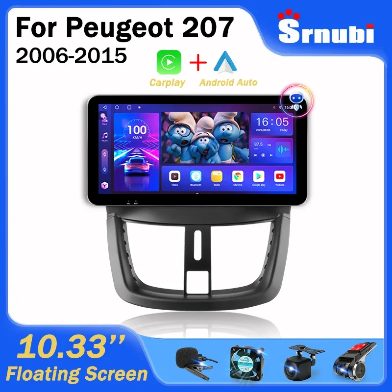 

Srnubi 10.33" 2Din Android 11 Car Radio Peugeot 207 CC 207CC 2006 - 2015 Multimedia Player Carplay Auto Stereo GPS DVD Head Unit